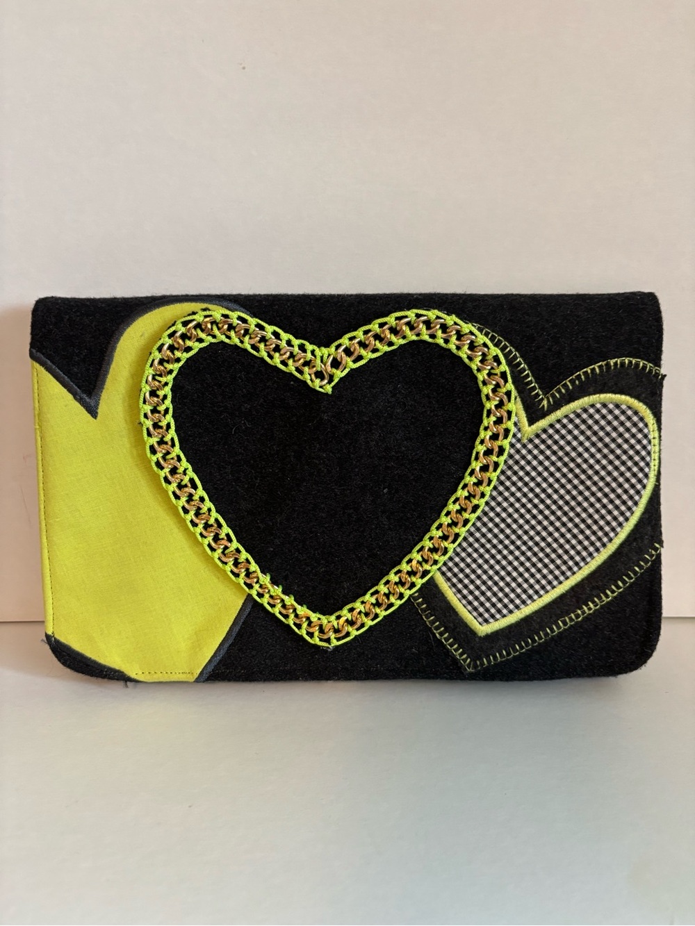 Shiraleah Wool Felt Clutch | Neon Heart Design